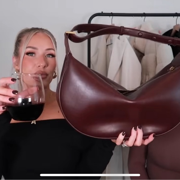 ZARA OVAL BAG BURGUNDY - Picture 6 of 17